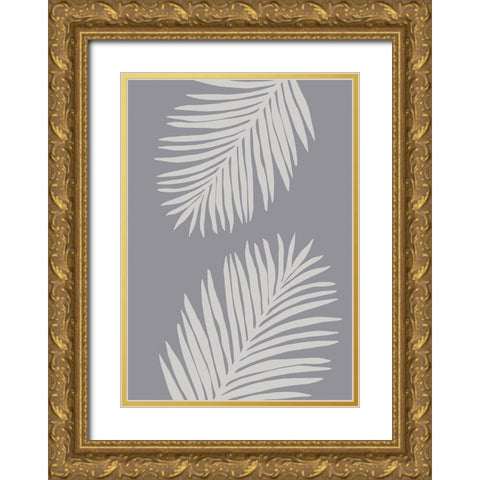 PALM LEAF 03 MEDIUM GRAY Gold Ornate Wood Framed Art Print with Double Matting by 1x Studio
