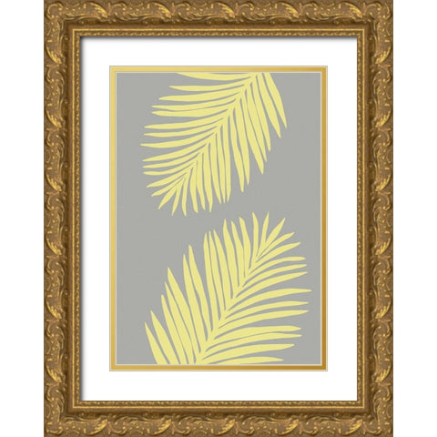 PALM LEAF 01 YELLOW Gold Ornate Wood Framed Art Print with Double Matting by 1x Studio