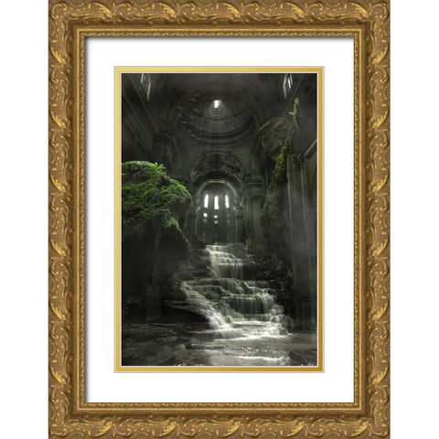 Greenchurch Gold Ornate Wood Framed Art Print with Double Matting by Egger, Marcel