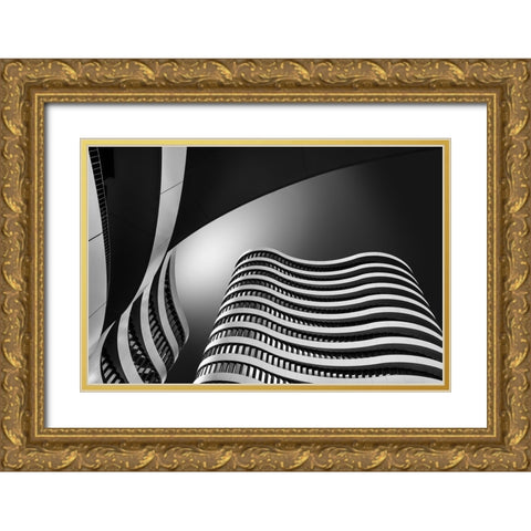 Waves Gold Ornate Wood Framed Art Print with Double Matting by Figueras, Antoni