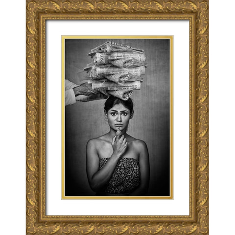 Pressure Of Media Gold Ornate Wood Framed Art Print with Double Matting by Bhattacharyya, Partha