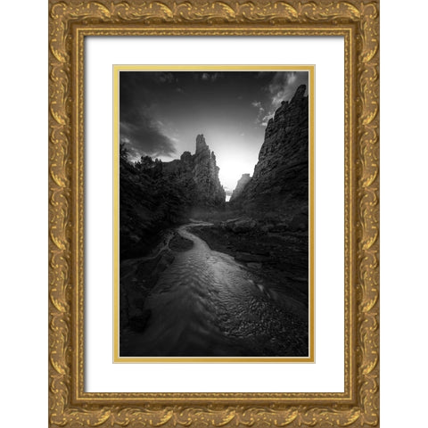 Onion Creek Gold Ornate Wood Framed Art Print with Double Matting by P., Ruiqing