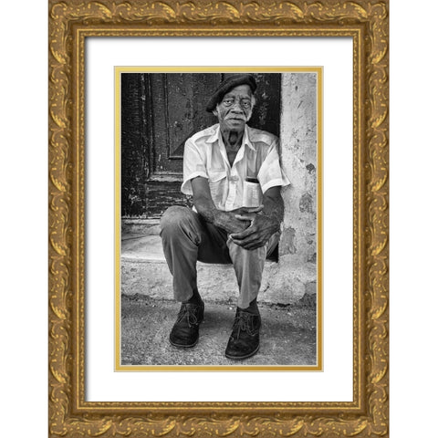 Man in the Street Gold Ornate Wood Framed Art Print with Double Matting by Bauer, Andreas