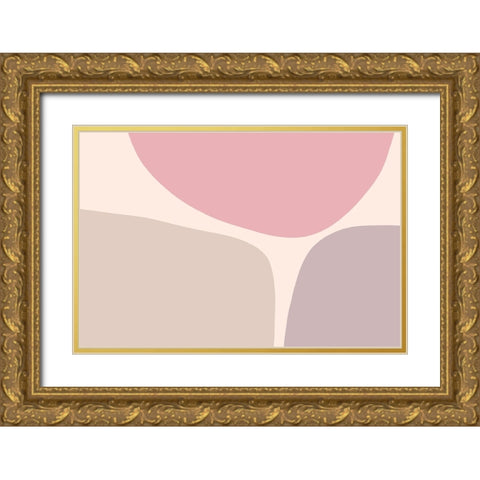 Soft Trio Gold Ornate Wood Framed Art Print with Double Matting by Uplusmestudio