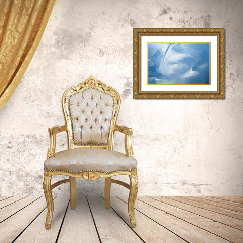 Acrylic Waves No 2 Gold Ornate Wood Framed Art Print with Double Matting by Uplusmestudio