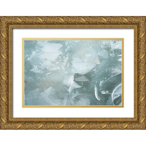 Green And White Acrylic No 3 Gold Ornate Wood Framed Art Print with Double Matting by Uplusmestudio