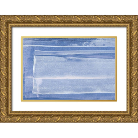 Happiness Is Blue Gold Ornate Wood Framed Art Print with Double Matting by Uplusmestudio