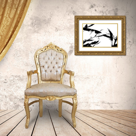 Feathery Streak Gold Ornate Wood Framed Art Print with Double Matting by Uplusmestudio