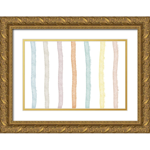 Colorful Lines Gold Ornate Wood Framed Art Print with Double Matting by Uplusmestudio