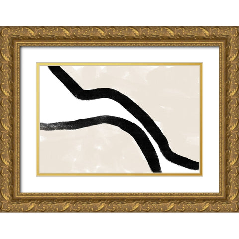 Abstracto Bordered Gold Ornate Wood Framed Art Print with Double Matting by Uplusmestudio