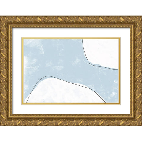 Abstracto Outlined Gold Ornate Wood Framed Art Print with Double Matting by Uplusmestudio