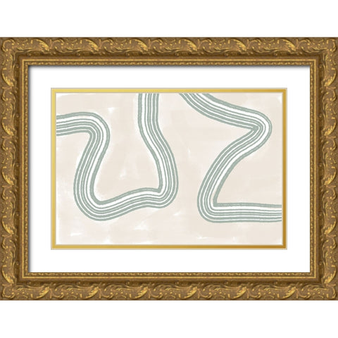 Abstracto Twist Gold Ornate Wood Framed Art Print with Double Matting by Uplusmestudio