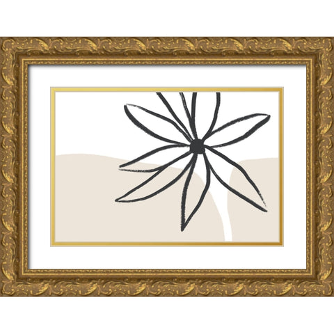 Flower And Cream Gold Ornate Wood Framed Art Print with Double Matting by Uplusmestudio