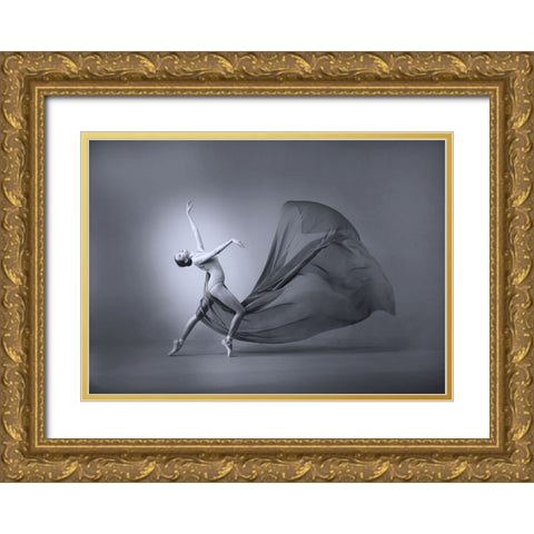 Dance With Gracefully Gold Ornate Wood Framed Art Print with Double Matting by Adriana, Agus