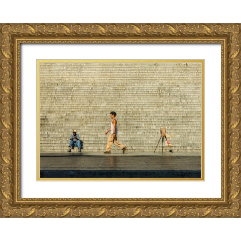 Good Morning 3 Gold Ornate Wood Framed Art Print with Double Matting by Creativeartsolution, Khoshro