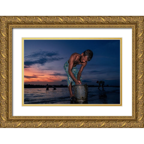 Stories Of Daily Life Gold Ornate Wood Framed Art Print with Double Matting by Biswas, Kuntal