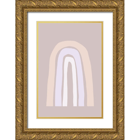 Minimal Rainbow No 1 Gold Ornate Wood Framed Art Print with Double Matting by Uplusmestudio