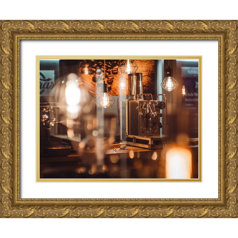 Coffee and light Gold Ornate Wood Framed Art Print with Double Matting by Grop, Serge