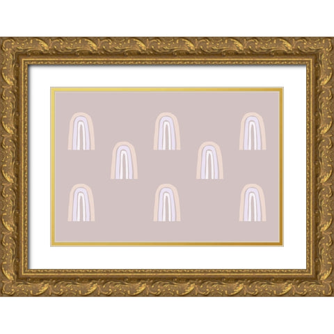 Minimal Rainbows Gold Ornate Wood Framed Art Print with Double Matting by Uplusmestudio