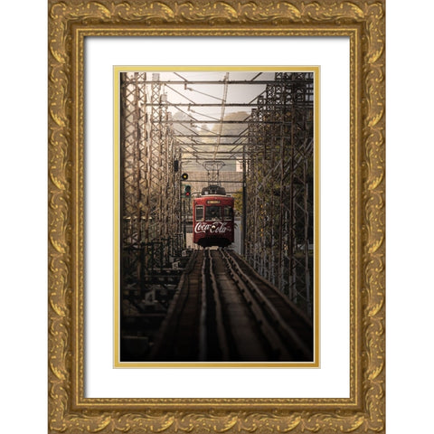 Retro lines Gold Ornate Wood Framed Art Print with Double Matting by Matsubara, Hiroki