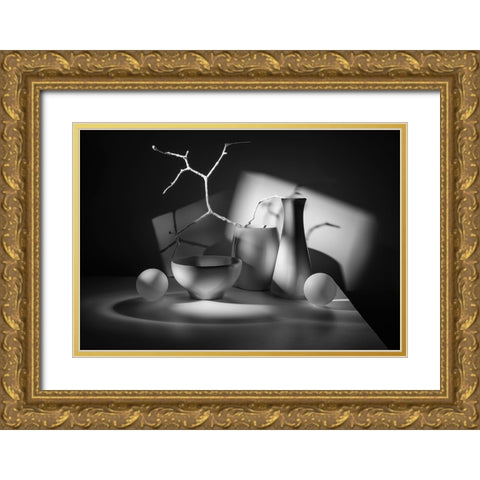 From The Series Qlight And Shadowsq Gold Ornate Wood Framed Art Print with Double Matting by Popov, Evgeniy