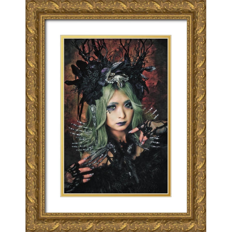 Bloody Rose Gold Ornate Wood Framed Art Print with Double Matting by Koiki