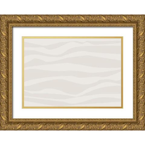 Waves Beige Gold Ornate Wood Framed Art Print with Double Matting by 1x Studio II