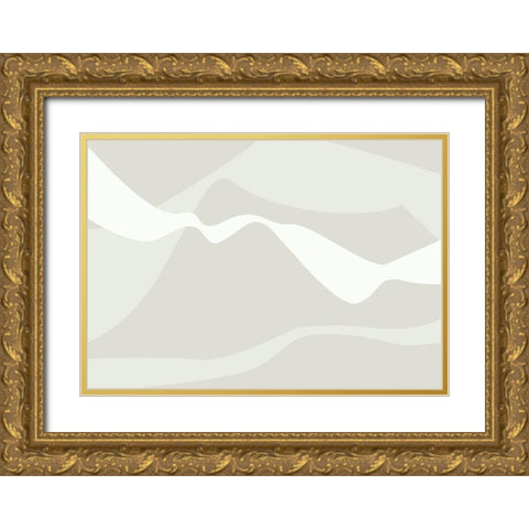 Mountain Waves Beige Gold Ornate Wood Framed Art Print with Double Matting by 1x Studio II