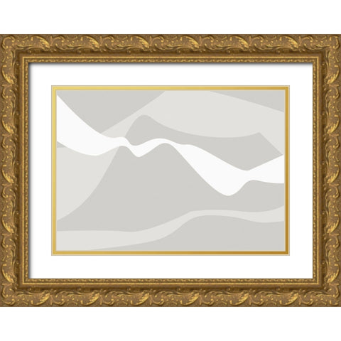Mountain Waves Warm Gray Gold Ornate Wood Framed Art Print with Double Matting by 1x Studio II