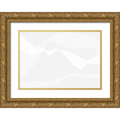 Mountain Waves Light Gray Gold Ornate Wood Framed Art Print with Double Matting by 1x Studio II