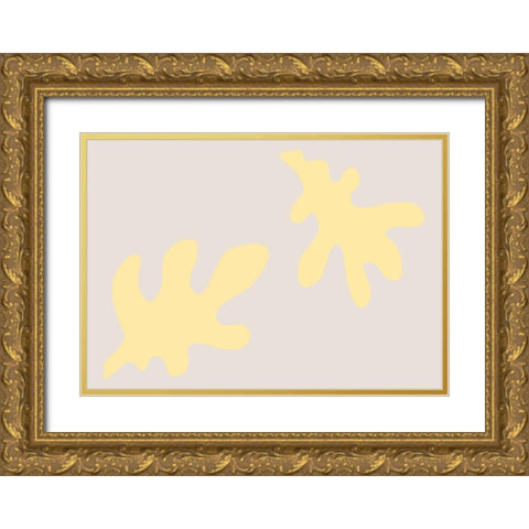 Leaves Yellow Gold Ornate Wood Framed Art Print with Double Matting by 1x Studio II
