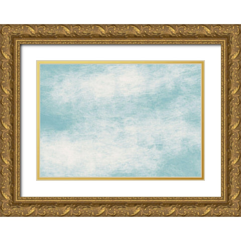 Abstract Blue Gold Ornate Wood Framed Art Print with Double Matting by 1x Studio II