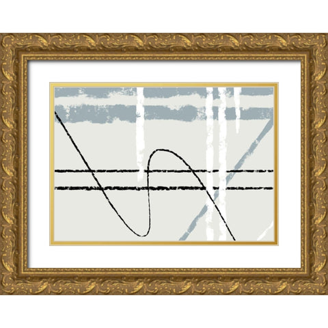 Messy Lines 02 Gold Ornate Wood Framed Art Print with Double Matting by 1x Studio II