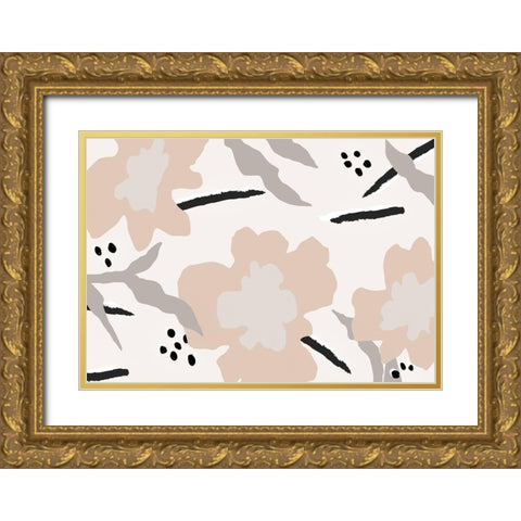 Flowers and lines Gold Ornate Wood Framed Art Print with Double Matting by 1x Studio II