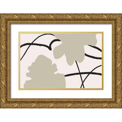 Flower wall 02 Gold Ornate Wood Framed Art Print with Double Matting by 1x Studio II