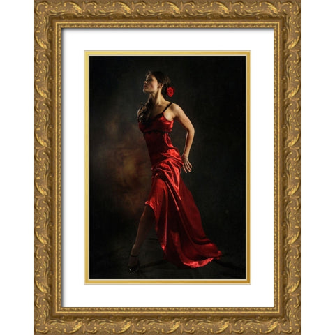 Antonella Gold Ornate Wood Framed Art Print with Double Matting by Miriana