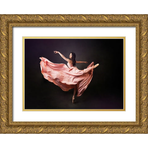 Bloom Of Youth Gold Ornate Wood Framed Art Print with Double Matting by Meng, Mia