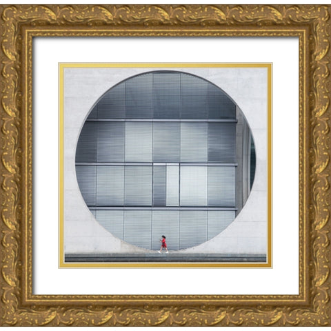 Walking In A Circle Gold Ornate Wood Framed Art Print with Double Matting by De Hoog, Roelof