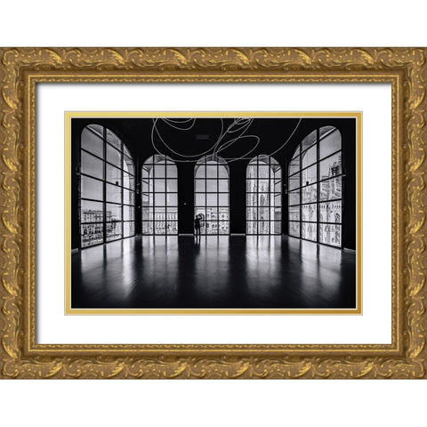 Balcony on Milan Gold Ornate Wood Framed Art Print with Double Matting by Tagliarino, Marco