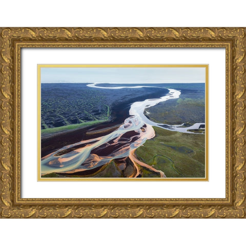 A Dancing RIVer Gold Ornate Wood Framed Art Print with Double Matting by Dou, Shenshen