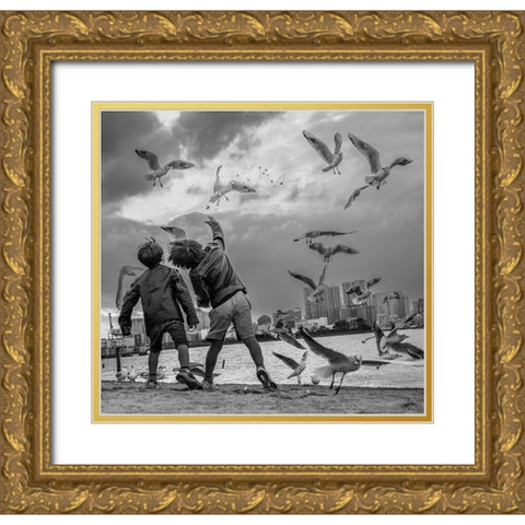 Tokyo Bay Area Gold Ornate Wood Framed Art Print with Double Matting by Sirou.Minami