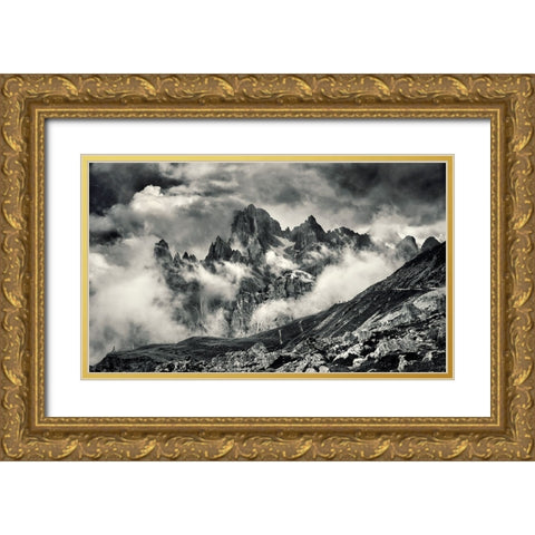 CaMg(CO3)2 Gold Ornate Wood Framed Art Print with Double Matting by Ian Nedelcu, Mihai