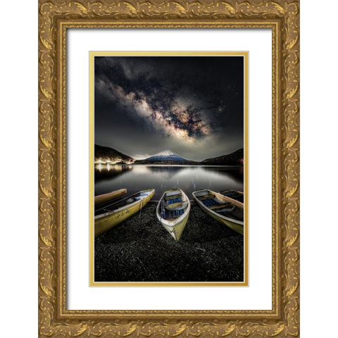 Milky Way on the Fuji Gold Ornate Wood Framed Art Print with Double Matting by Suzuki, Daiki