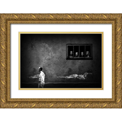 Eyes Without A Face Gold Ornate Wood Framed Art Print with Double Matting by Pimenta, Jorge