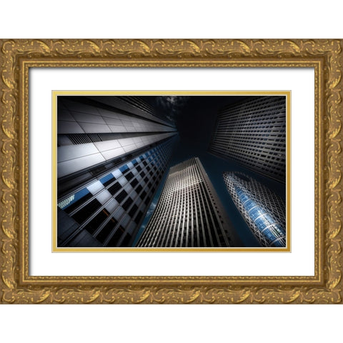 Shinjuku-4 Gold Ornate Wood Framed Art Print with Double Matting by Suzuki, Daiki
