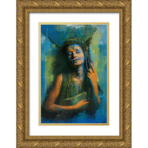 Mother Earth Gold Ornate Wood Framed Art Print with Double Matting by Das, Prithul
