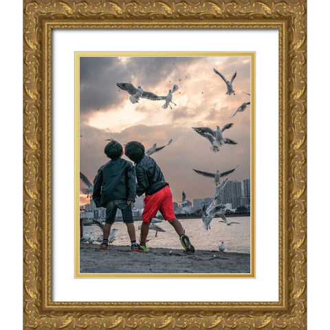 Tokyo Bay Area Gold Ornate Wood Framed Art Print with Double Matting by Sirou.Minami