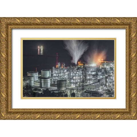 Smoke Blown Up Gold Ornate Wood Framed Art Print with Double Matting by Hara, Tomoshi