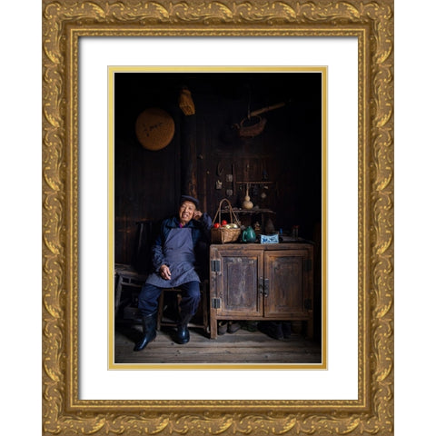 Mr. Zhou - At Home - II Gold Ornate Wood Framed Art Print with Double Matting by Steverson, Michael