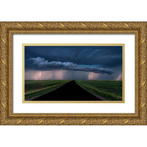 Into The Storm Gold Ornate Wood Framed Art Print with Double Matting by Zuo, Jun